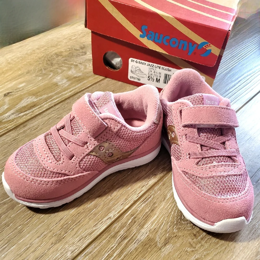 Saucony Kids' Jazz Lite Pink Blush Sneakers Suede Size 5 1/2